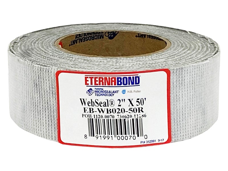 EternaBond WebSeal White 2" x50' MicroSealant Woven Polyester Tape | 23 mil Total Thickness | EB-WB020-50R - Reinforced Fabric for Roof Sealing and Repair - Image 1